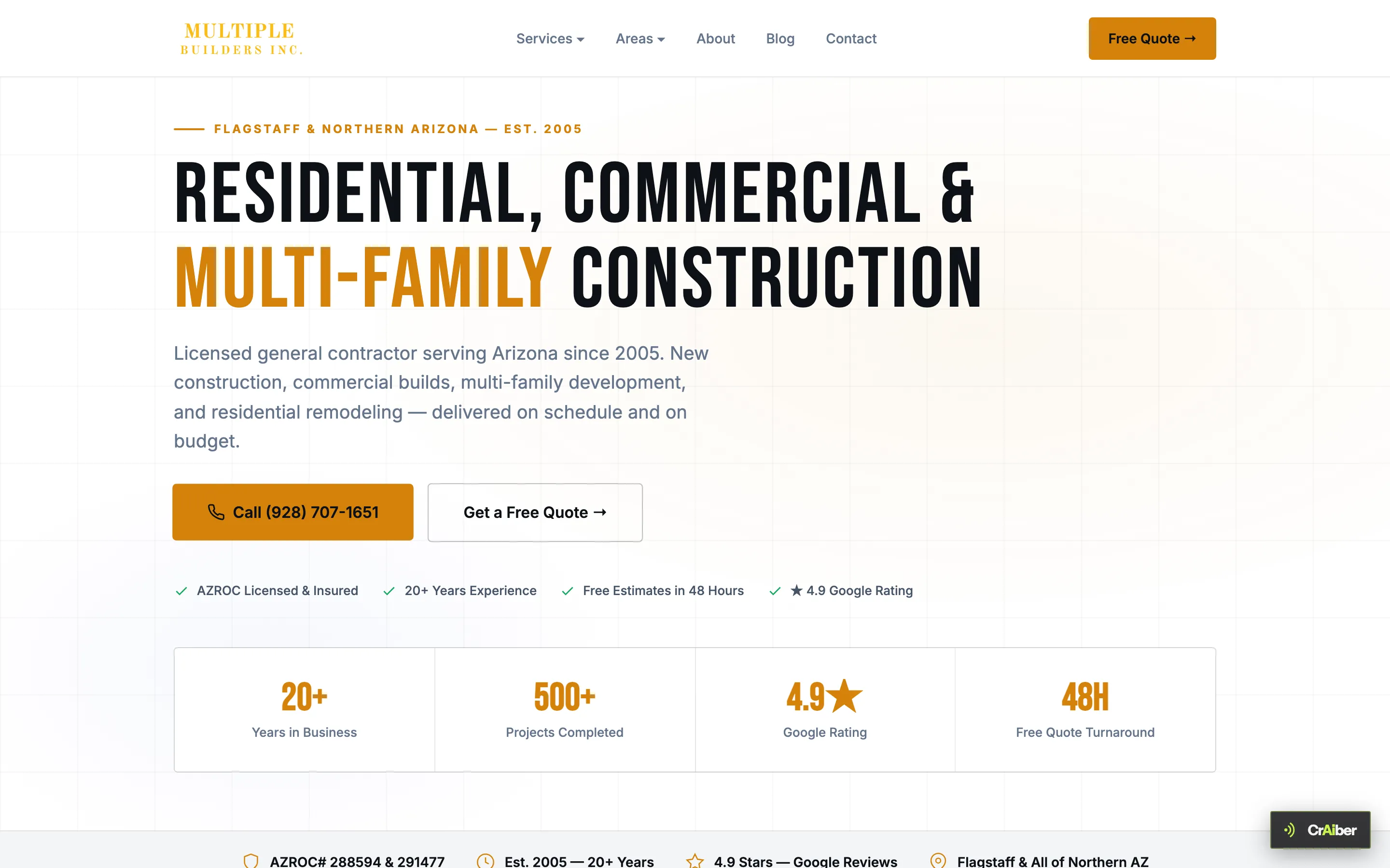 Sitio de Multiple Builders, Construcción comercial en Flagstaff, Arizona