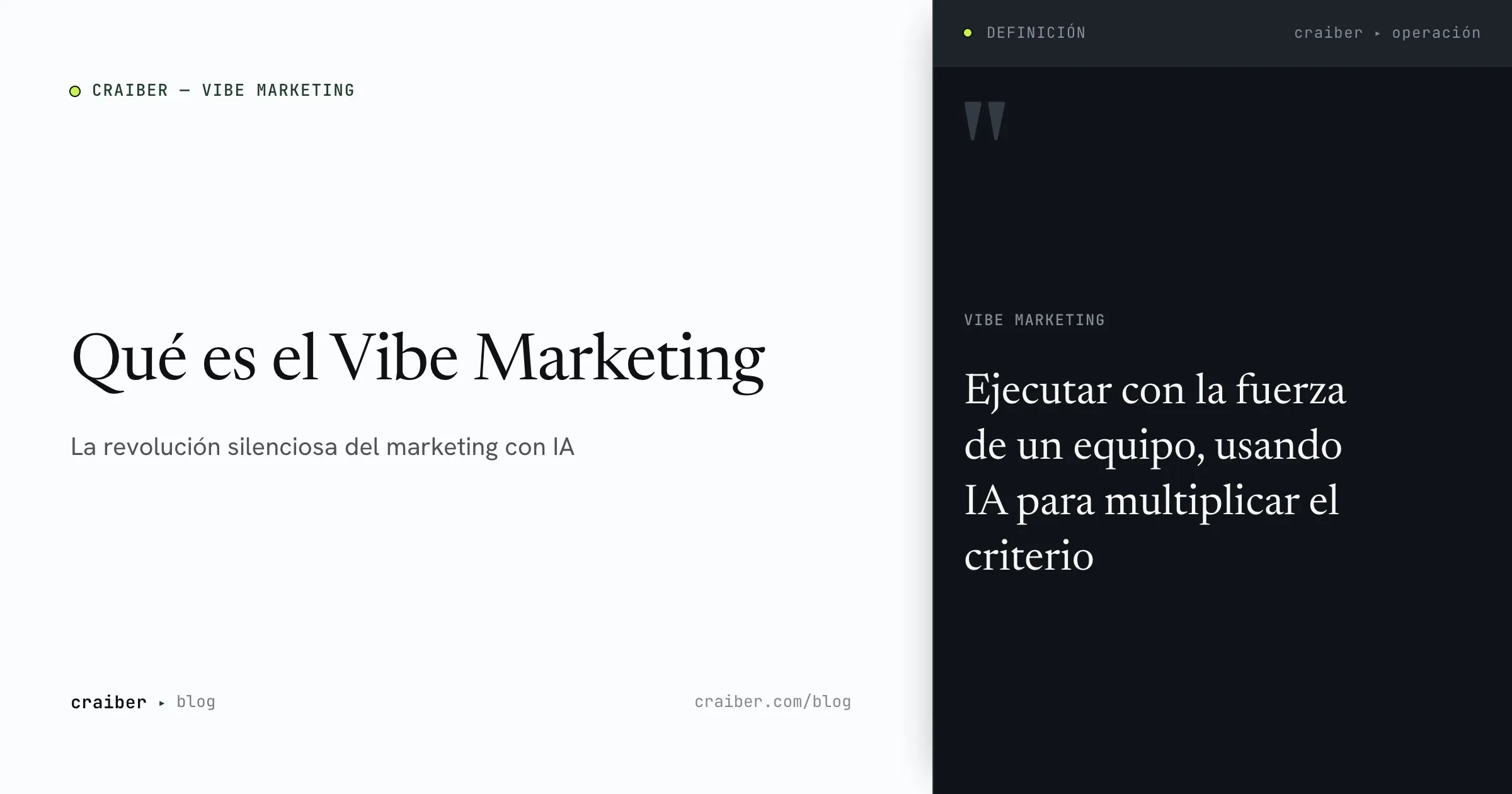 Portada: Qué es el Vibe Marketing — criterio sobre ejecución, no la promesa de que la IA hace todo
