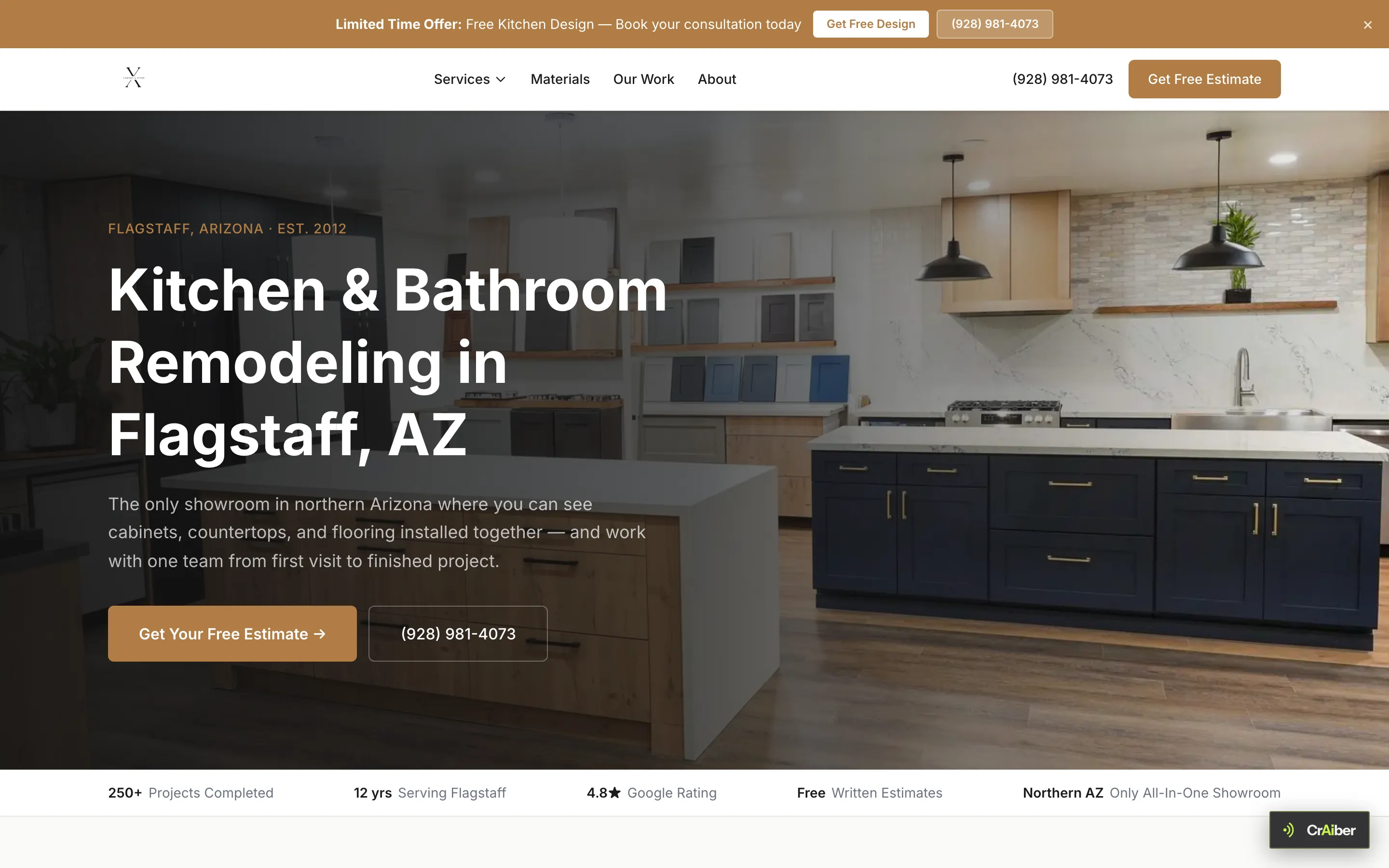 Sitio de X Cabinet and Stone, Remodelación de cocinas y baños en Flagstaff, Arizona